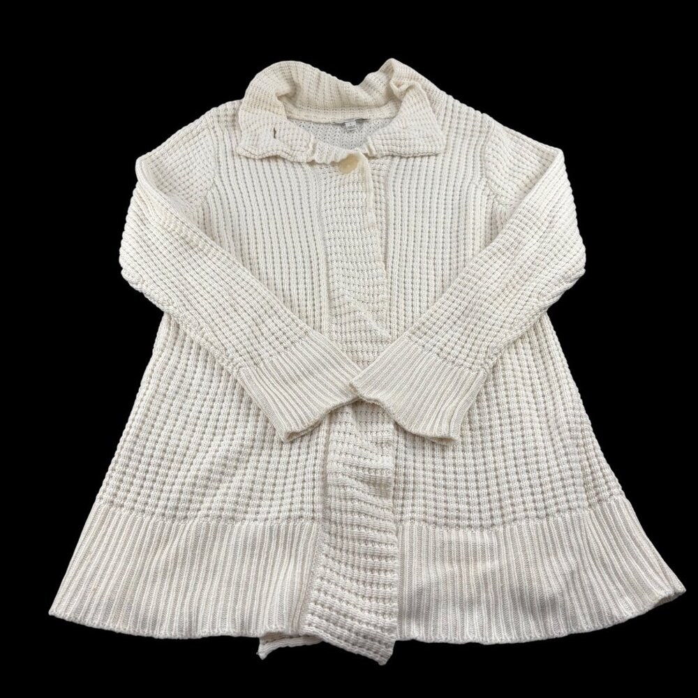 Liz Claiborne Womens Cream Knit Cardigan Sweater size‎ Large Cotton Blend Soft